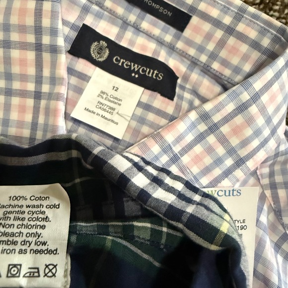 Crewcuts Boys 12 set of 3 1 Light Blue Thompson Fit Chino‎ Pants 2 shirts plaid - Picture 5 of 9
